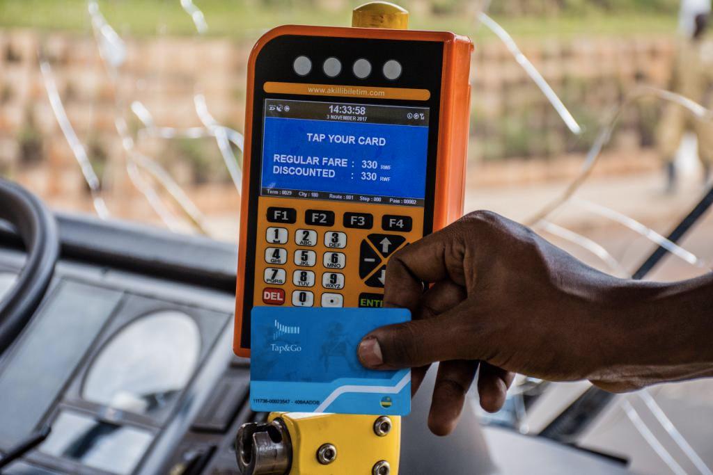 Tap&Go fare payment on a Kigali public bus